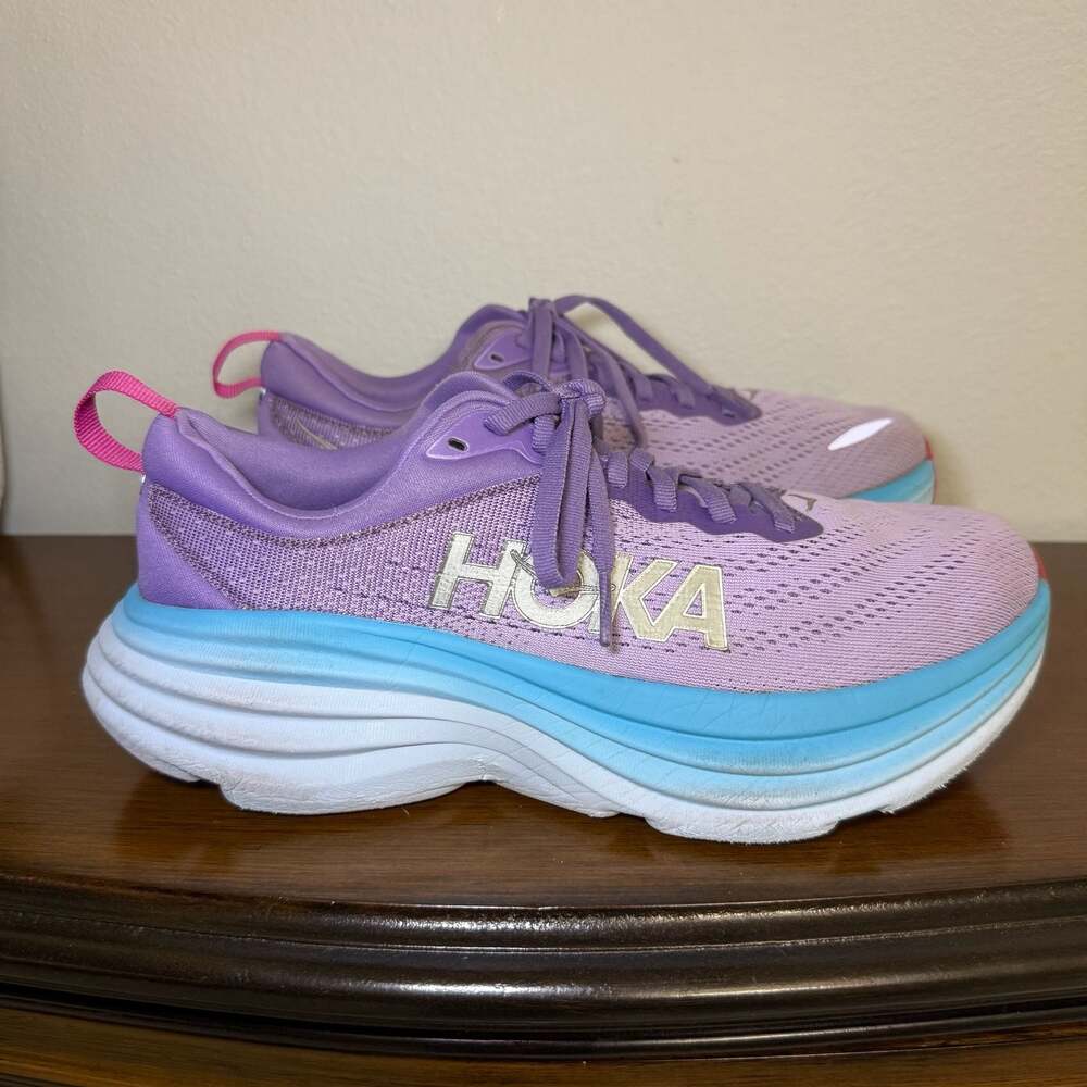 Hoka Bondi 8 Women's Running Shoes - Chalk Violet/Pastel Lilac Women size 8 - Picture 3 of 11